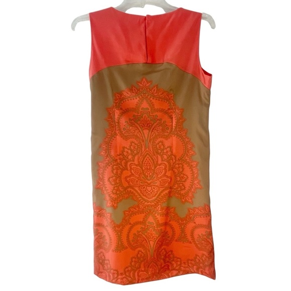 NWT NY&Co Sleeveless Orange and Tan Shift Dress Size XS Fully Lined - Picture 4 of 6
